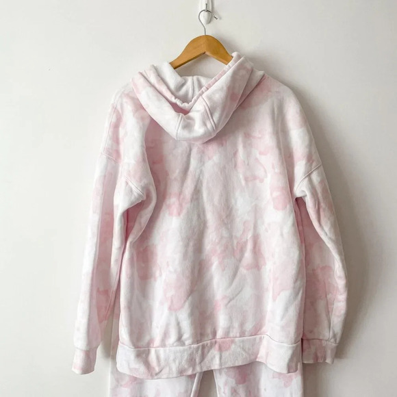 Lazypants Lounge SET Oversized Hoodie & Jogger Pink Tie Dye Watercolor Sz Medium - Picture 6 of 7